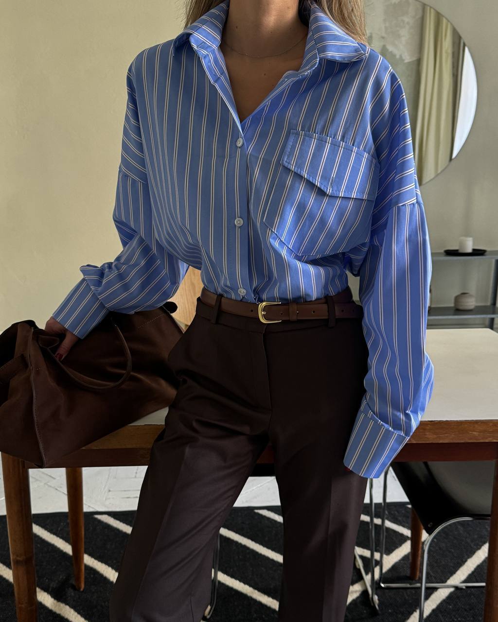 Melsvi oversized marškiniai OCEAN