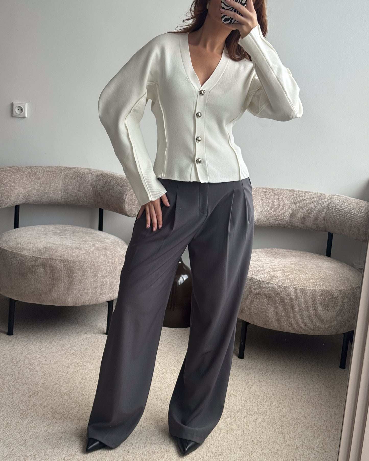 Baltas kardiganas GRACE