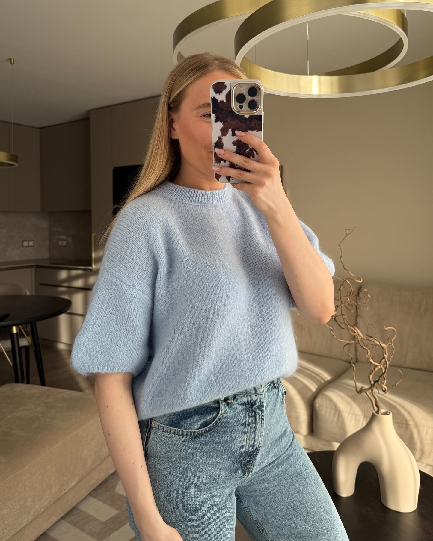 Melsvas megztukas CLOUD su mohera