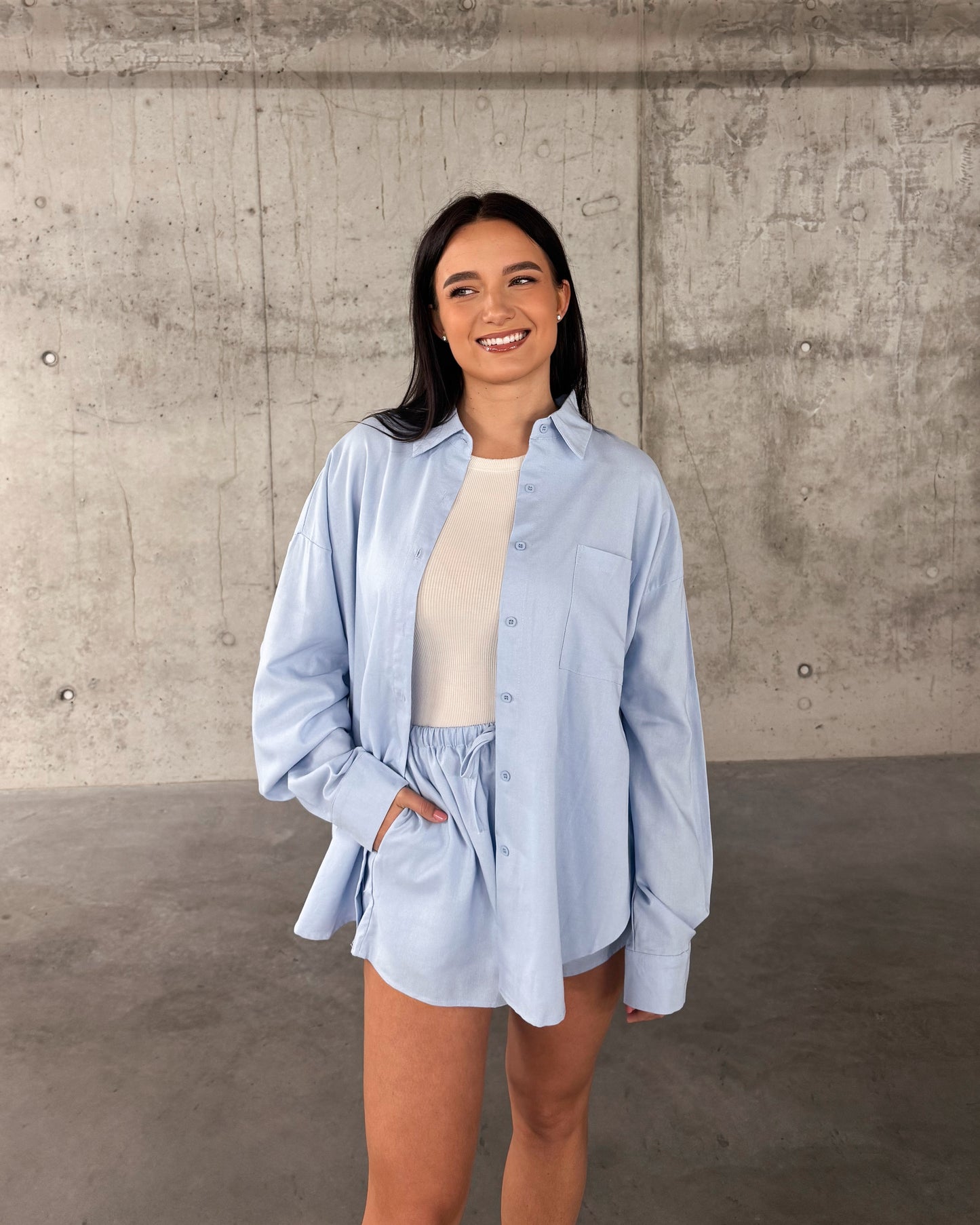 Kostiumėlis su linu ir medvilne BABY BLUE