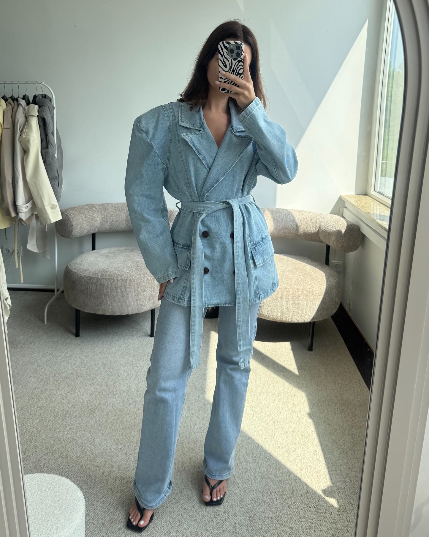 Šviesiai mėlynas švarkas DENIM