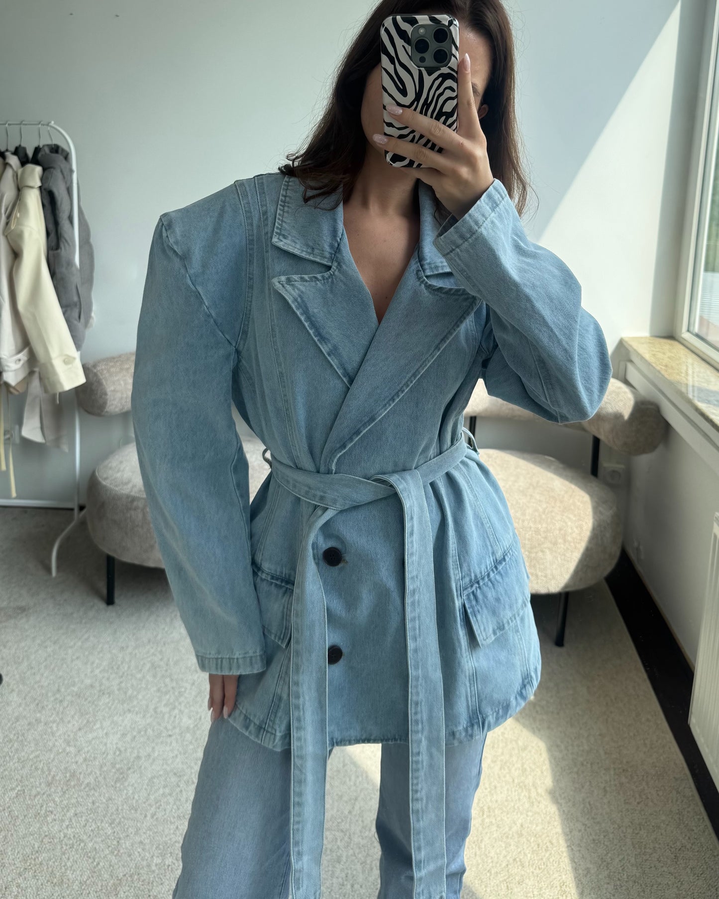 Šviesiai mėlynas švarkas DENIM