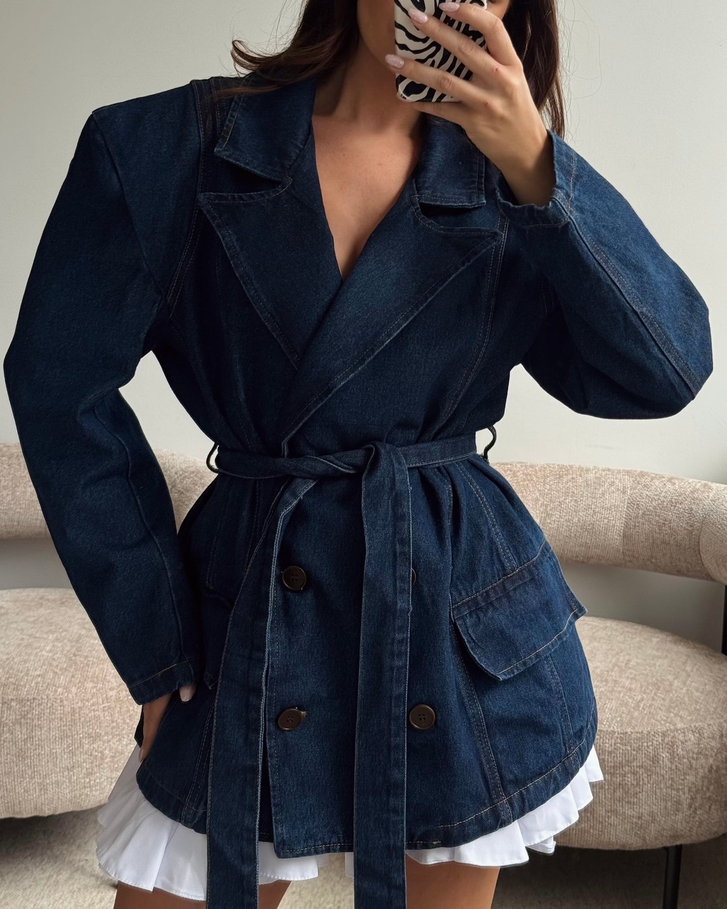 Tamsiai mėlynas švarkas DENIM