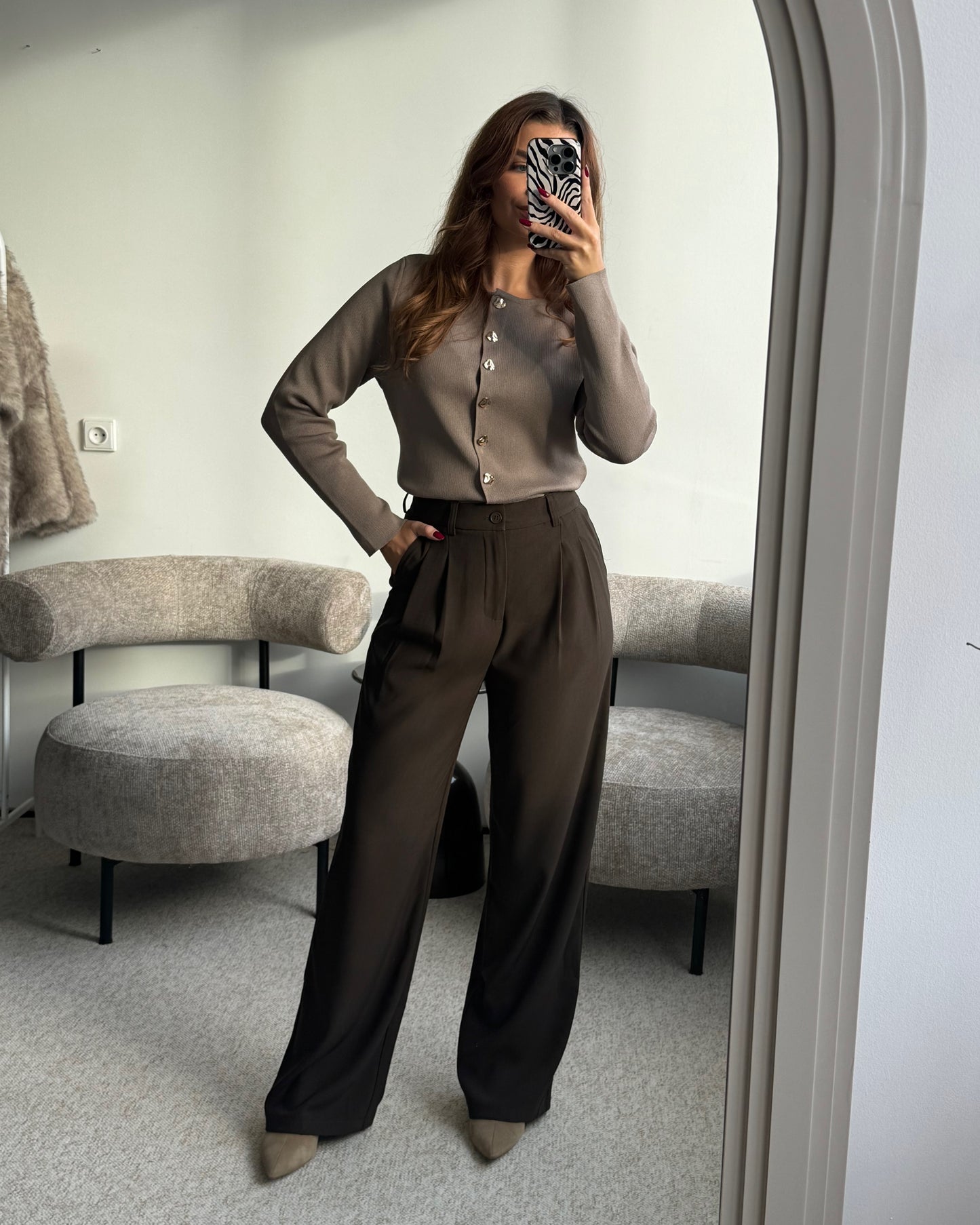 Rudos klasikinės kelnės BRUNO