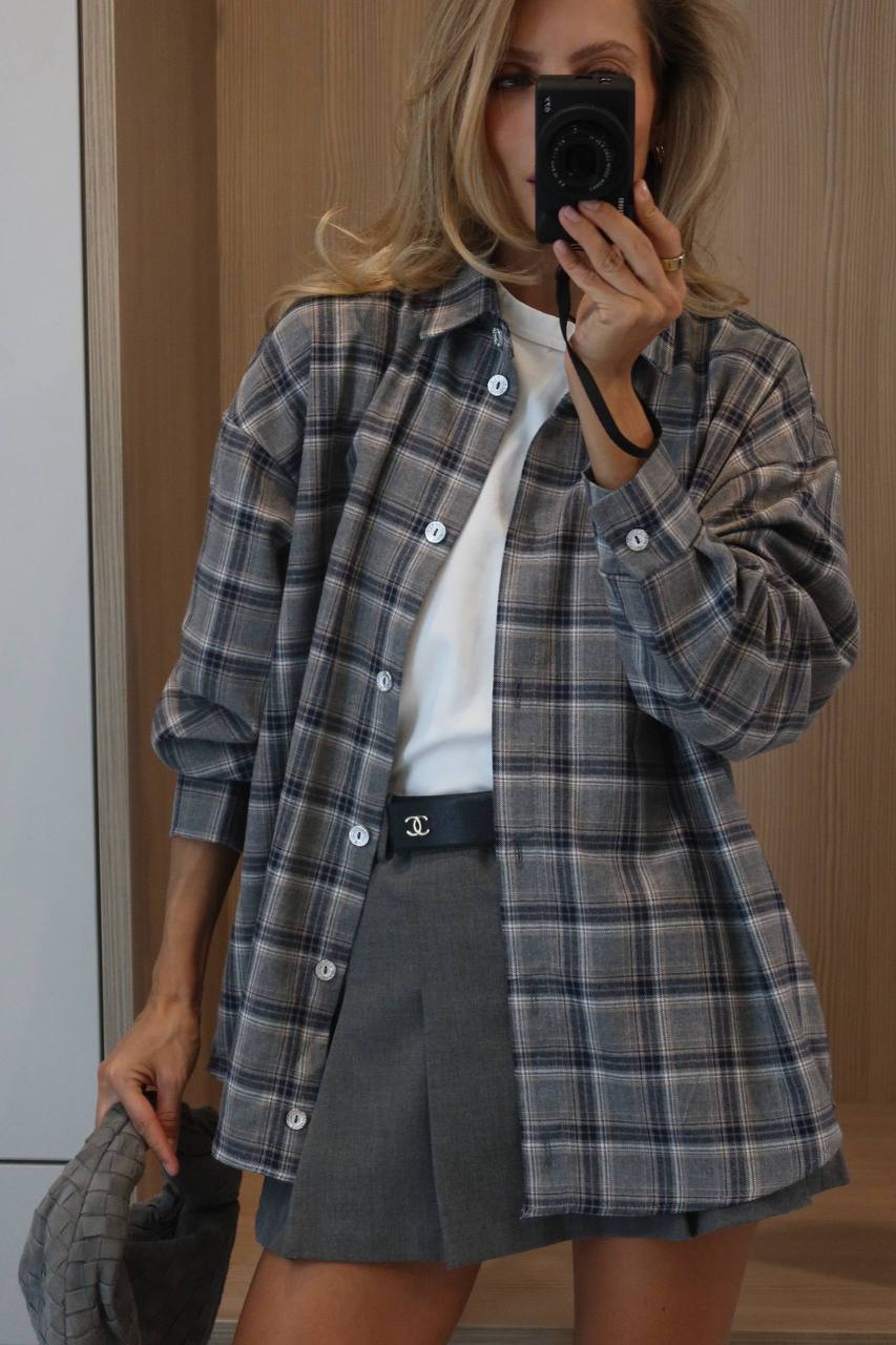 Pilkos spalvos oversized marškiniai ALMA
