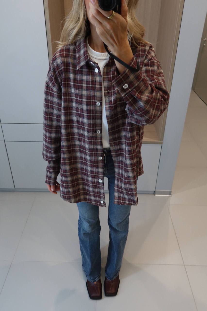 Bordo spalvos oversized marškiniai ALMA