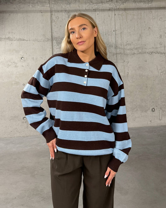 Rudas dryžuotas megztukas RAY