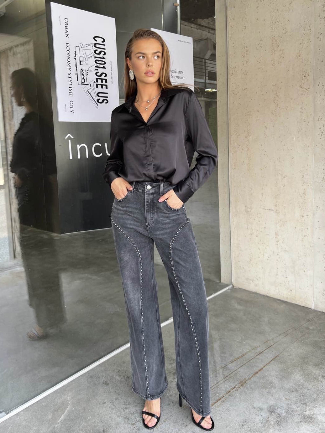 Pilki džinsai STRASSY