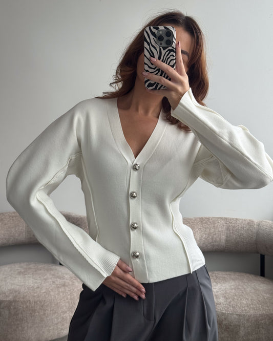 Baltas kardiganas GRACE