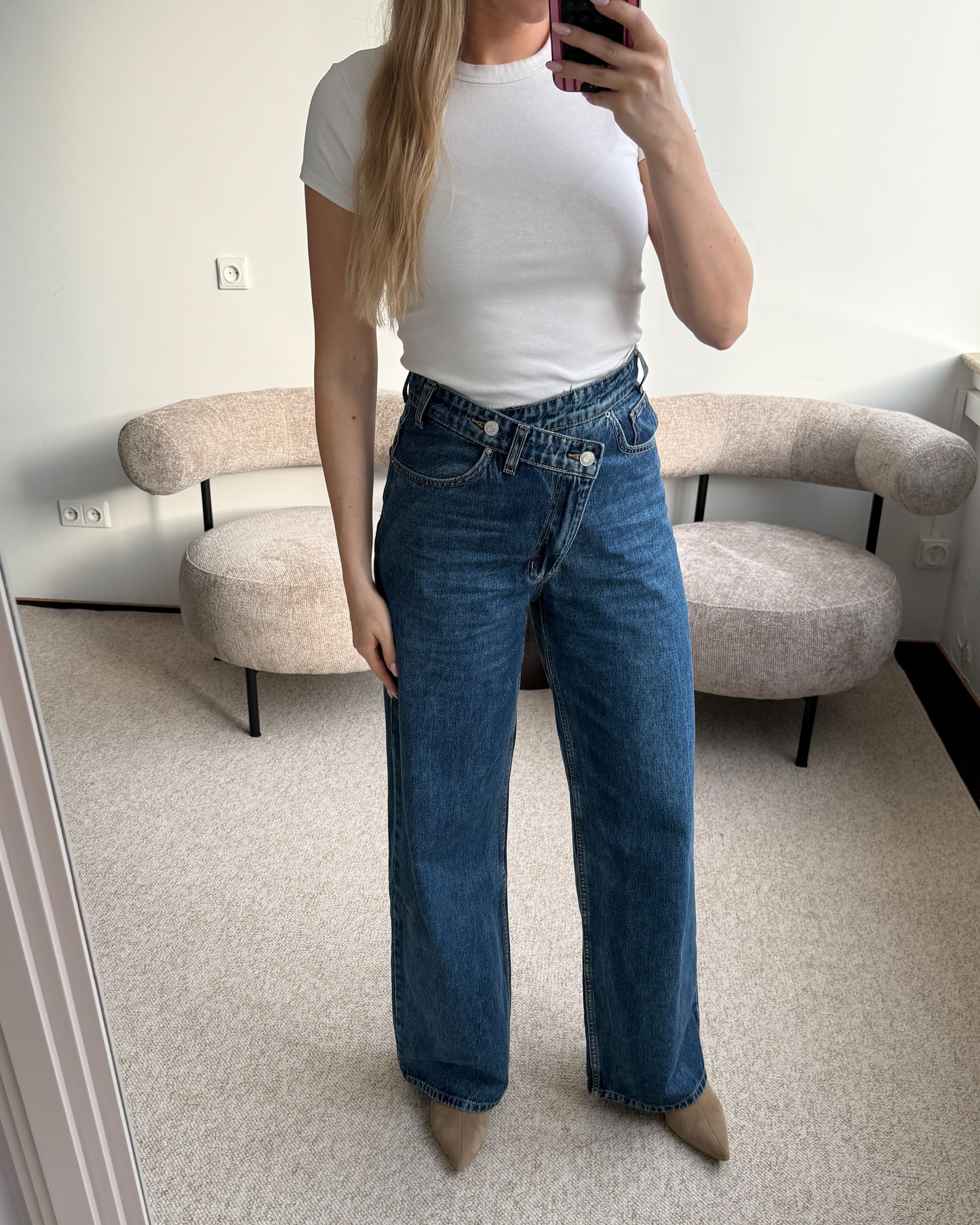 Tamsiai mėlyni džinsai ASIMMETRY