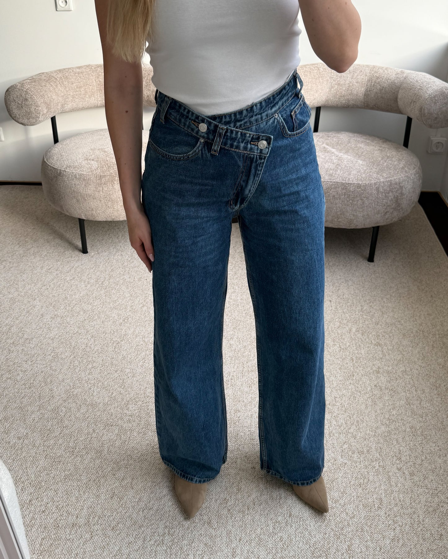 Tamsiai mėlyni džinsai ASIMMETRY