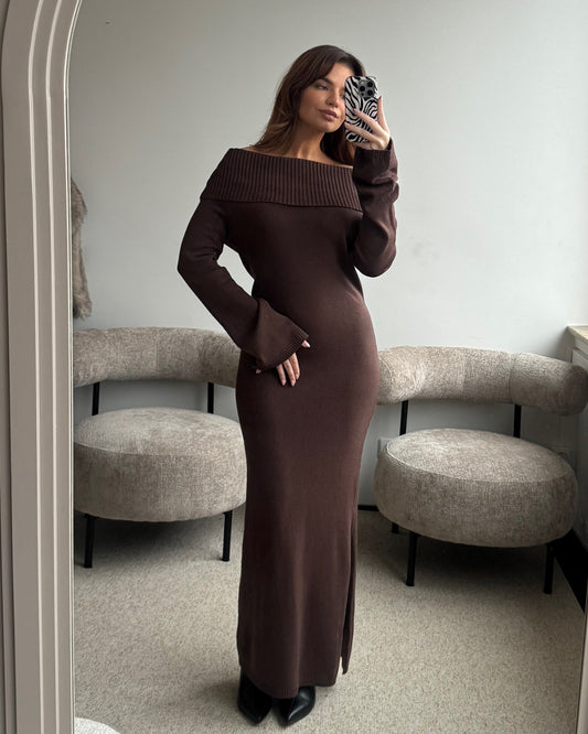 Šokoladinė suknelė ELEGANCE