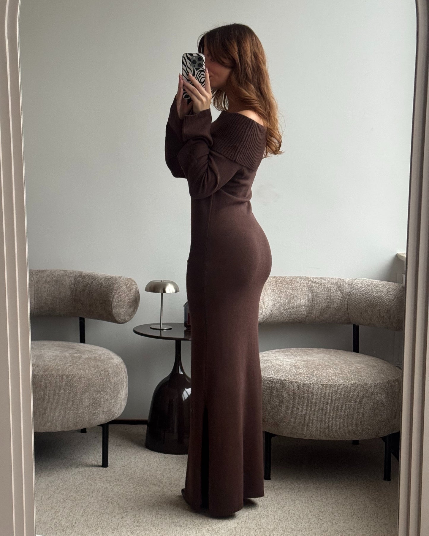 Šokoladinė suknelė ELEGANCE