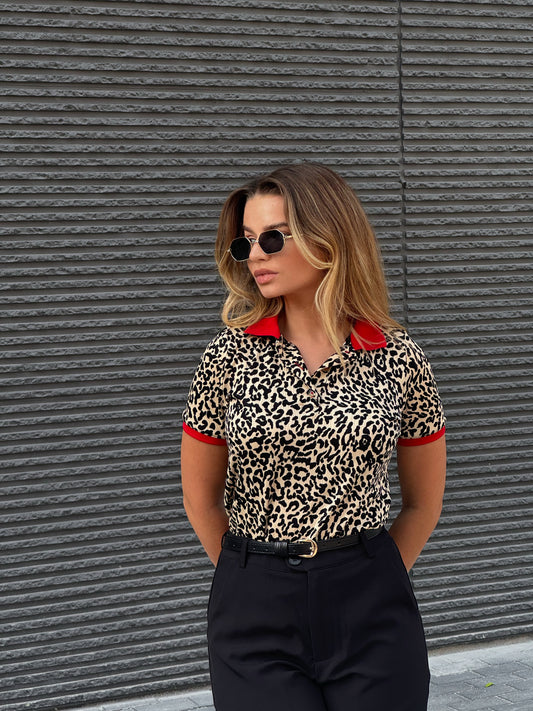 Leopardo rašto marškinėliai