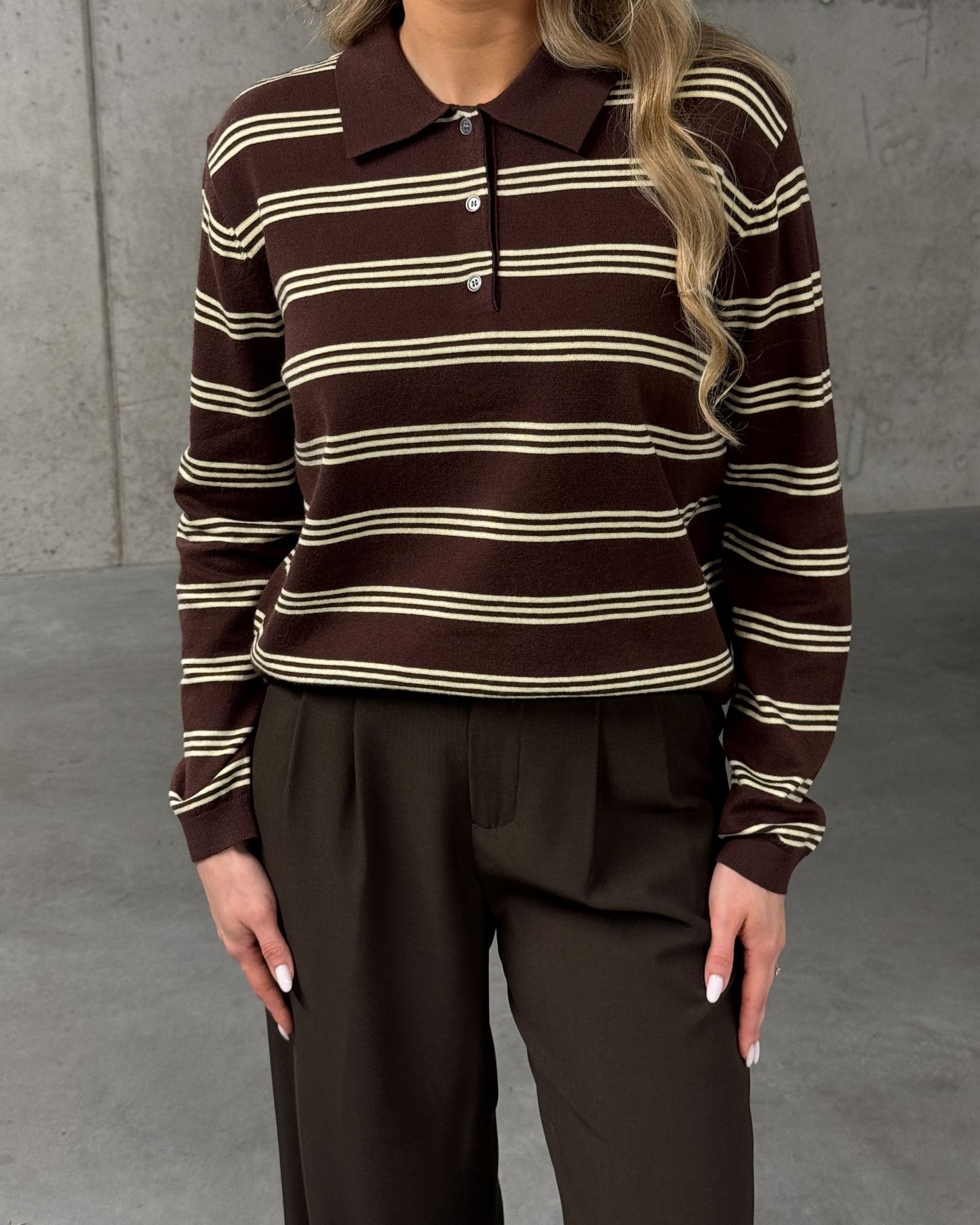 Rudas dryžuotas megztukas BEAN